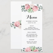 Geometric Blush Floral Wedding Menu (Voorkant / Achterkant)