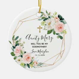 Geometric Blush Floral Zal je mijn god zijn Keramisch Ornament