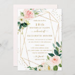 Geometric Blush Gold Floral 18th Birthday Invite Kaart<br><div class="desc">modernere bloemetjesdaguitvindingen in de Little Bayleigh Store!</div>