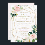 Geometric Blush Gold Floral 21st Birthday Invite Kaart<br><div class="desc">modernere bloemetjesdaguitvindingen in de Little Bayleigh Store!</div>