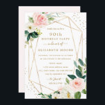 Geometric Blush Gold Floral 90th Birthday Invite Kaart<br><div class="desc">modernere bloemetjesdaguitvindingen in de Little Bayleigh Store!</div>