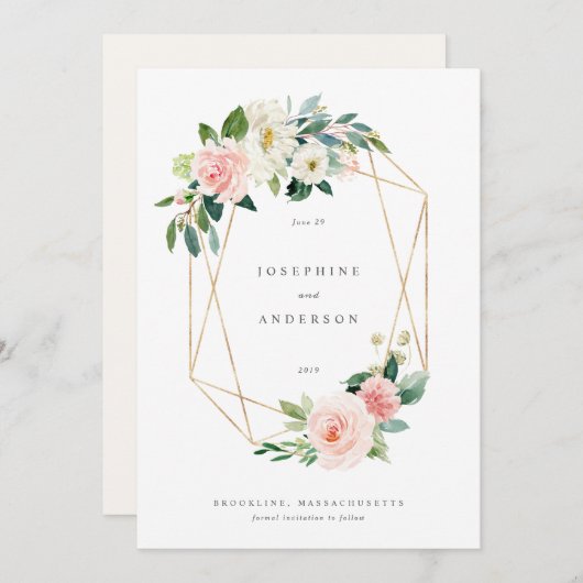 Geometric Blush Het menu Datum opslaan (Voorkant / Achterkant)