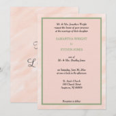 Geometric Blush Sage Green Waterverf Wedding Kaart (Voorkant / Achterkant)