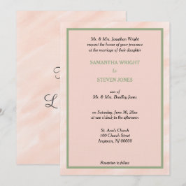 Geometric Blush Sage Green Waterverf Wedding Kaart