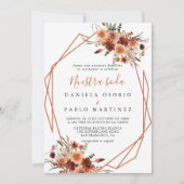 Geometric Boho Autumn Floral Nuestra Boda Wedding Kaart (Voorkant)