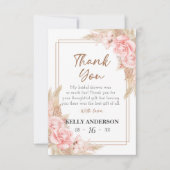 Geometric Boho Pampas Roos Gold Vrijgezellenfeest Bedankkaart (Voorkant)