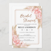 Geometric Boho Pampas Roos Gold Vrijgezellenfeest Kaart (Voorkant / Achterkant)