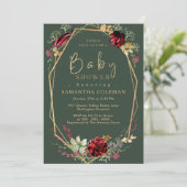 Geometric Boho Wildflower Donk Green Baby shower Kaart (Staand voorkant)
