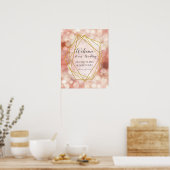 Geometric Bokeh Pink Rose Gold Welkom bruiloft Poster (Keuken)