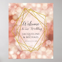Geometric Bokeh Pink Rose Gold Welkom bruiloft Poster