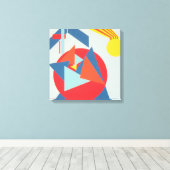 Geometric Bold Geel Zonnebloem Canvasprint Canvas Afdruk (Insitu (Houten vloer))
