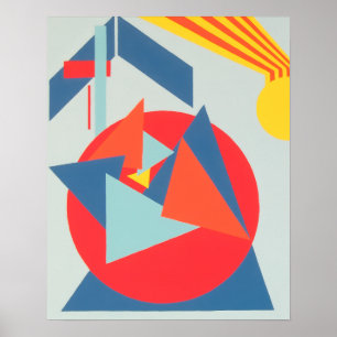 Geometric Bold Geel Zonneburst Kunstprint Poster