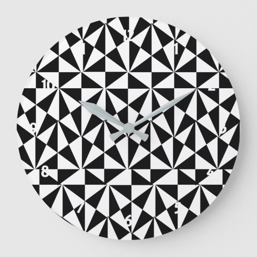 Geometric Bold Retro Funky Black White Grote Klok (Voorkant)