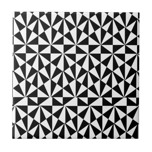 Geometric Bold Retro Funky Black White Tegeltje (Voorkant)