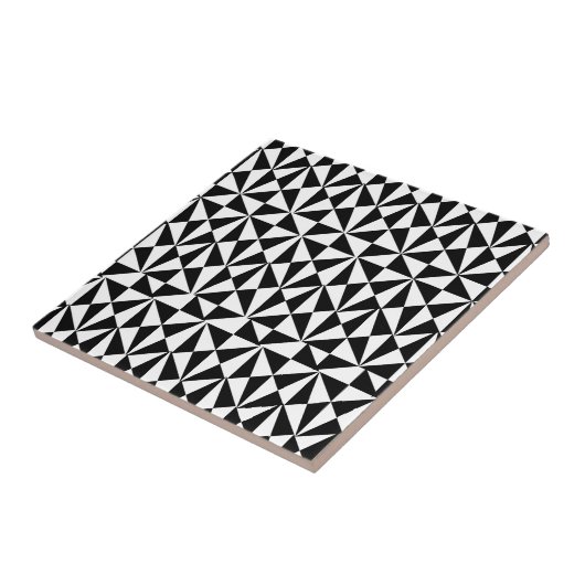 Geometric Bold Retro Funky Black White Tegeltje (Zijkant)