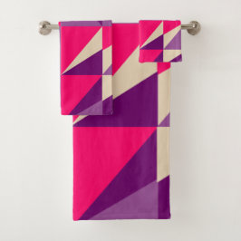 Geometric Bold Roze & Paarse Patroon Bad Handdoek