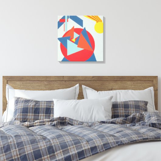 Geometric Bold Yellow Sunburst Canvas Print (Insitu (Slaapkamer))