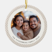 Geometric Brown and White Scandinavian 2 Photos Keramisch Ornament (Voorkant)