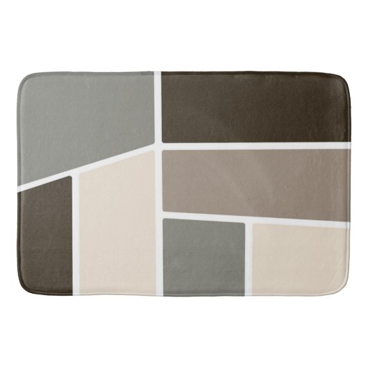 Geometric Brown, Taupe, Grey and Ivory Badmat (Voorkant)