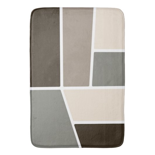 Geometric Brown, Taupe, Grey and Ivory Badmat (Voorkant Verticaal)