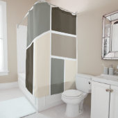 Geometric Brown, Taupe, Grey and Ivory Douchegordijn (In situ)