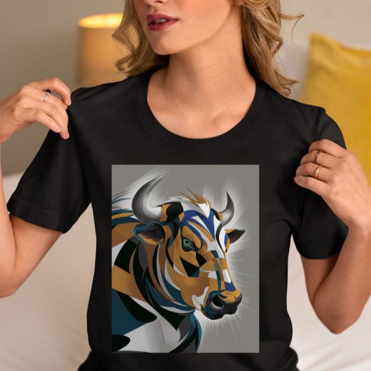 Geometric Bull Art  Tri-Blend Shirt