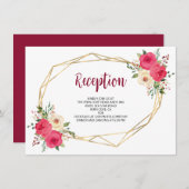 Geometric Burgundy Boho Floral Wedding Reception Informatiekaartje (Voorkant / Achterkant)
