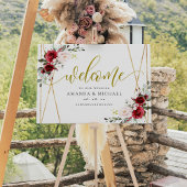 Geometric Burgundy floral Welcome Weddenschap Poster