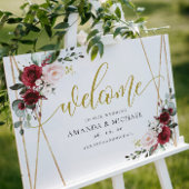 Geometric Burgundy floral Welcome Weddenschap Poster