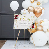 Geometric Burgundy floral Welcome Weddenschap Poster