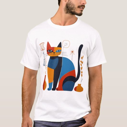 Geometric Cat T-Shirt - Stylish Artistic Design fo (Voorkant)