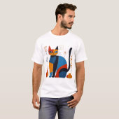 Geometric Cat T-Shirt - Stylish Artistic Design fo (Voorkant volledig)
