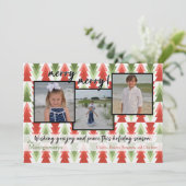 Geometric Christmas Tree Grove Flat Holiday Card Feestdagenkaart (Staand voorkant)