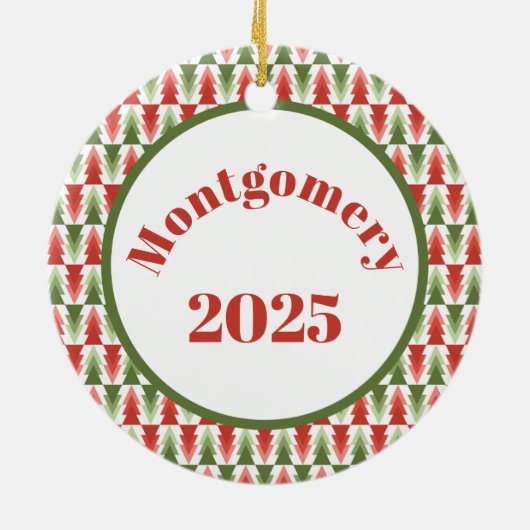 Geometric Christmas Tree Grove Keramisch Ornament (Achterkant)