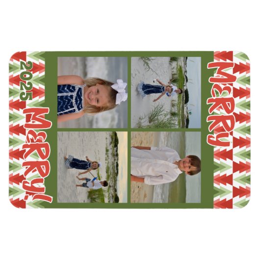 Geometric Christmas Tree Grove Magneet (Horizontaal)