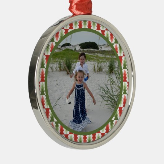 Geometric Christmas Tree Grove Metalen Ornament (Rechts)