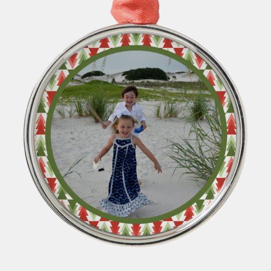 Geometric Christmas Tree Grove Metalen Ornament (Voorkant)