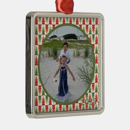 Geometric Christmas Tree Grove Metalen Ornament (Rechts)