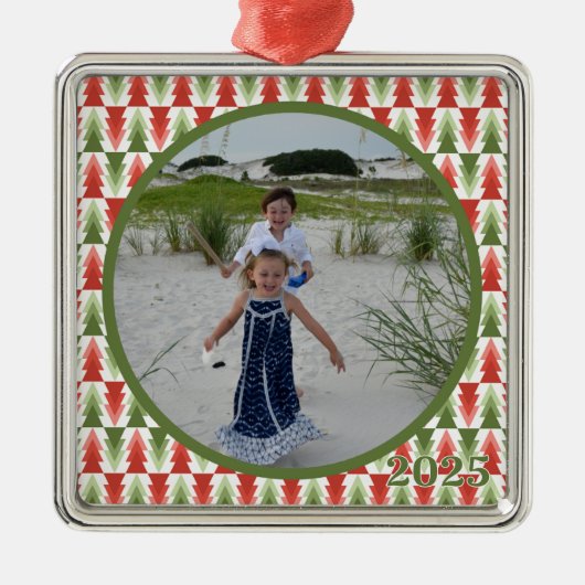 Geometric Christmas Tree Grove Metalen Ornament (Voorkant)