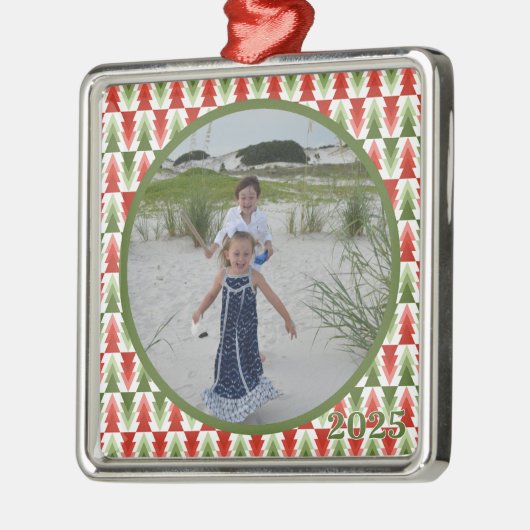 Geometric Christmas Tree Grove Metalen Ornament (Links)