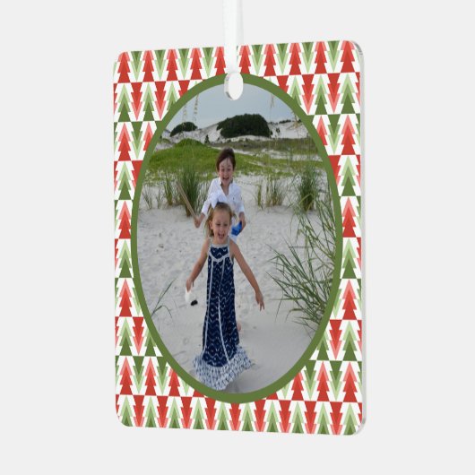 Geometric Christmas Tree Grove Metalen Ornament (Voorkant links)