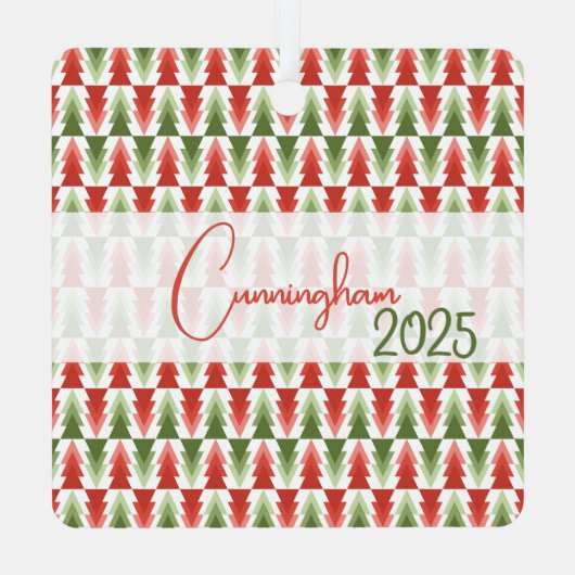 Geometric Christmas Tree Grove Metalen Ornament (Achterkant)