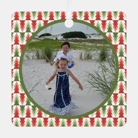Geometric Christmas Tree Grove Metalen Ornament (Voorkant)