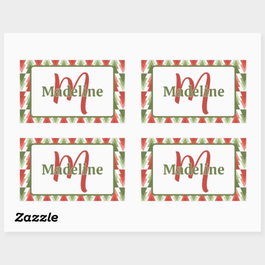 Geometric Christmas Tree Grove Rechthoekige Sticker (Vel)