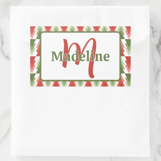 Geometric Christmas Tree Grove Rechthoekige Sticker (Tas)