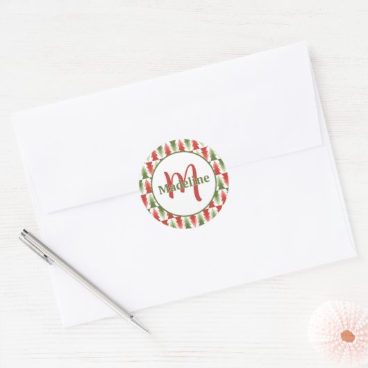 Geometric Christmas Tree Grove Ronde Sticker (Envelop)