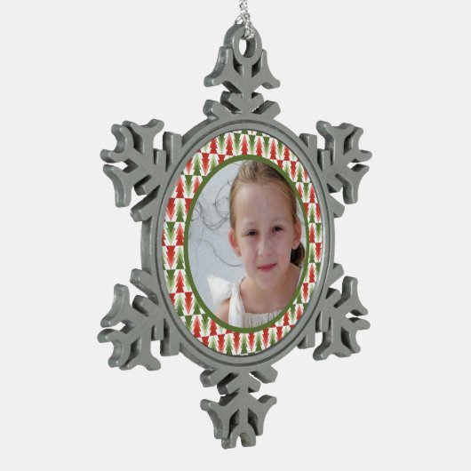 Geometric Christmas Tree Grove Tin Sneeuwvlok Ornament (Links)