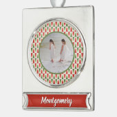 Geometric Christmas Tree Grove Verzilverd Banner Ornament (Links)