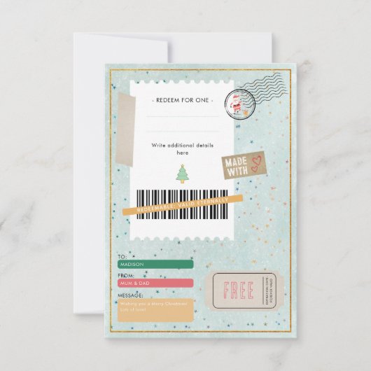 Geometric Christmas Tree Ticket Family Gift Coupon (Voorkant)