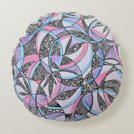 Geometric Circles Kaleidoscope Round Pillow Rond Kussen